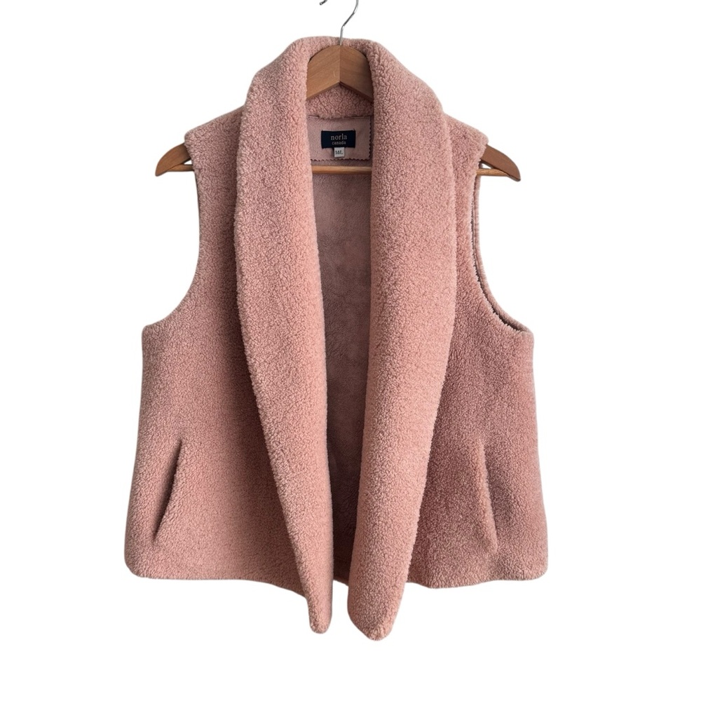 Anthropologie Norla Canada Rhodes Pink Sherpa Vest Medium Large Cozy